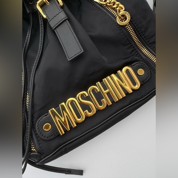 Moschino Couture Black Nylon Leather Gold Chain Backpack main image 16
